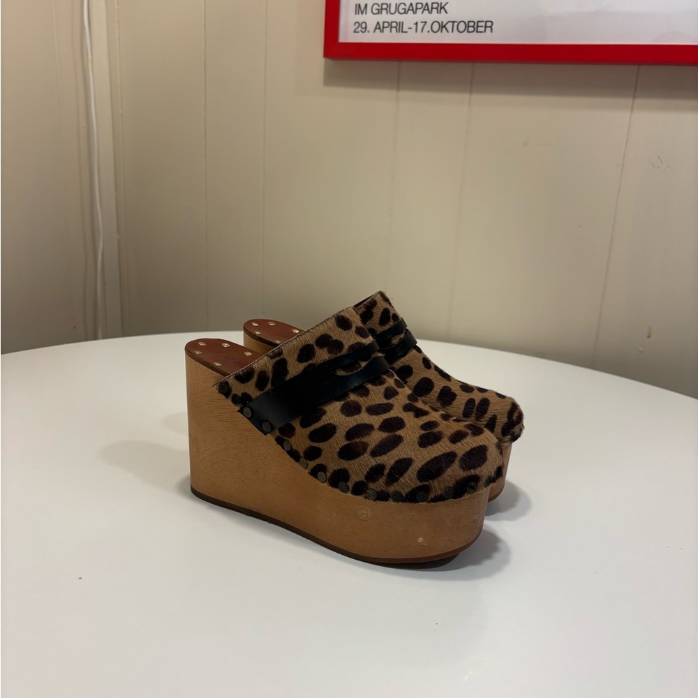 Celine Leopard Platform Clogs